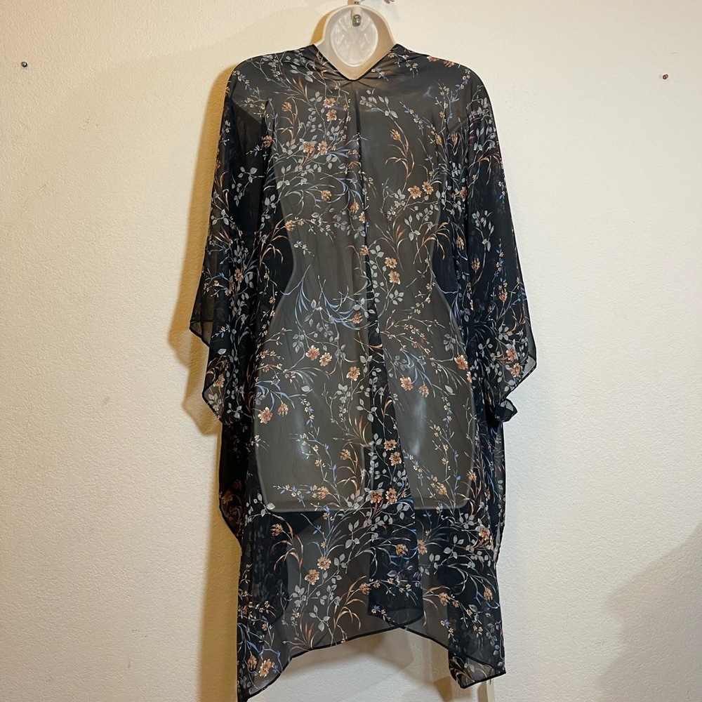 NWT Lucky Brand Sprigged Floral Kimono Sheer Chiffon - Picture 6 of 6